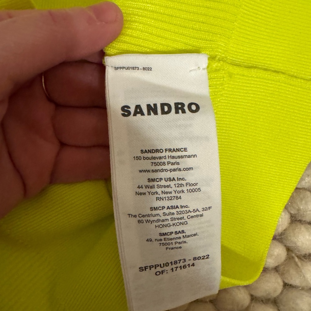 Sandro Neon Lime Ribbed Cropped Tank - Picture 3 of 6